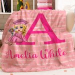 Personalised Cartoon Graduation Girl Word Cloud Soft Throw Blanket with Initial and Name Home Decor Graduation Gift for Schoolmates Girls