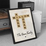 Puzzle personalizzato di parole crociate Scrabble Art Poster senza cornice con 2-25 nomi di famiglia Regalo di inaugurazione per i familiari