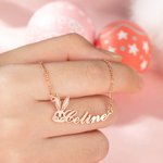 Personalized Cute Bunny Name Necklace Dainty Jewelry Easter Birthday Anniversary Gift for Women Girls