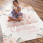 Coperta morbida con design castello floreale principessa personalizzata con nome cognome biancheria per cameretta regalo di compleanno per bambine