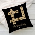 Personalised Rustic Scrabble 2-25 Names Crossword Puzzle Art Throw Pillow Cover with Title Home Decor Birthday Holiday Party Gift for Family Friends