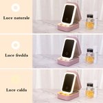 Scatola portagioielli in pelle PU portatile personalizzata con nome e fiore di nascita specchio per trucco a LED regalo di compleanno per donne