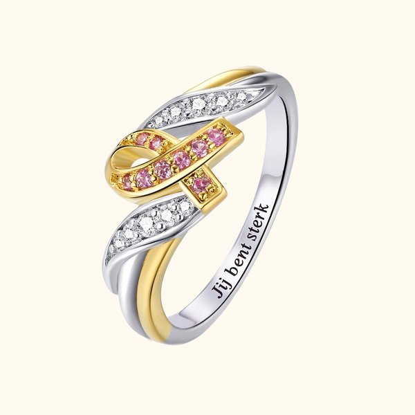 Gepersonaliseerde 'Ik Ben Genoeg Om Kanker Te Verslaan' Ring met Ingesneden Tekst en Kaart Borstkanker Bewustzijn Aanmoedigingsgeschenk voor Vrouwen