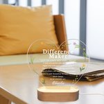 Personalisierte Difference Maker Affirmation Floral Herz LED-Nachtlicht mit hölzernen Basis Geburtstag Ruhestand Danke Geschenk für Führungskräfte Coworkers