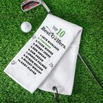 Personalisierte Top 10 Best Golfers Quick Dry 100% Baumwolle Waffel Sport Handtuch mit hängenden Schleife Geschenk für Golfliebhaber