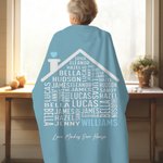 Personalised Love Makes Our House Soft Family Throw Blanket with 1-35 Names and Text Mother's Day Birthday Gift for Grandpa Grandma