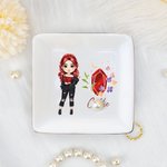 Personalisierte Cartoon Mode Mädchen Birthstone Keramik Trinket Schmuck Schale mit Namen Geburtstag Hochzeit Engagement Geschenk für Frauen