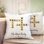 Personalised Rustic Scrabble 2-25 Names Crossword Puzzle Art Throw Pillow Cover with Title Home Decor Birthday Holiday Party Gift for Family Friends