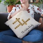 Personalised Rustic Scrabble 2-25 Names Crossword Puzzle Art Throw Pillow Cover with Title Home Decor Birthday Holiday Party Gift for Family Friends