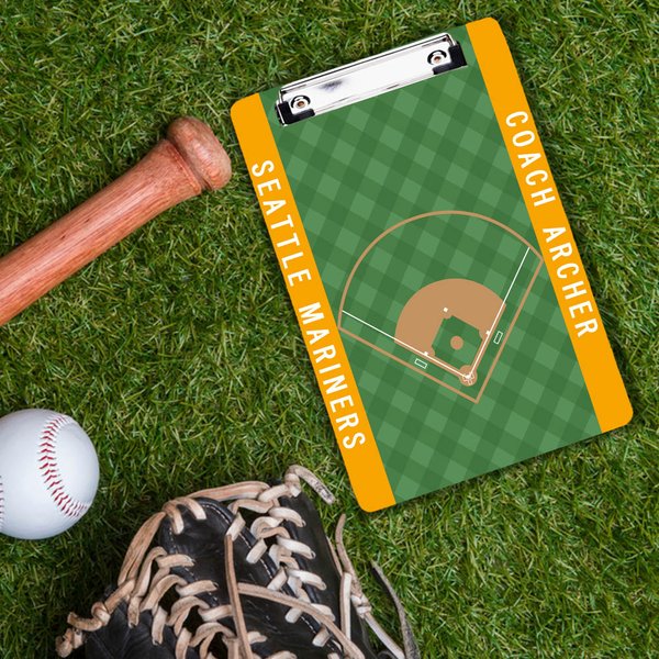 Personalized Baseball Field Acrylic Text Dry Erase Clipboard with Low Profile Clip End of Season Appreciation Gift for Coach Trainer Teacher