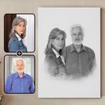 Ritratto personalizzato in bianco e nero 2 foto combinate Poster su tela Pittura murale Ricordare un defunto Regalo commemorativo per la famiglia in lutto