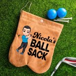 Sacca da golf personalizzato con nome e personaggio dei cartoni animati in flanella con 2 palline da golf regalo di compleanno i golfisti