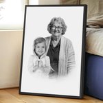 Ritratto personalizzato in bianco e nero 2 foto combinate Poster su tela Pittura murale Ricordare un defunto Regalo commemorativo per la famiglia in lutto