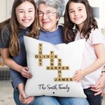 Personalised Rustic Scrabble 2-25 Names Crossword Puzzle Art Throw Pillow Cover with Title Home Decor Birthday Holiday Party Gift for Family Friends