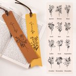 Marque-page en Cuir PU Personnalisé avec Nom et Fleur de Naissance Cadeau Anniversaire pour Amoureux de Lecture Amis Étudiants
