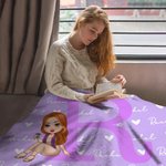 Personalised Cartoon Graduate Character Soft Throw Blanket with Names and Initial Graduation Birthday Gift for Women Girls