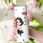 Personalisierte Chaos Koordinator Charakter Geburt Blume 20oz Skinny Becher mit Deckel Strohhalm Geburtstag Wertschätzung Geschenk für Freunde Familie