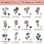 Personalised Bilateral Birth Flower Birthstone Necklace with Names Dainty Jewellery Valentine's Day Anniversary Birthday Gift for Women