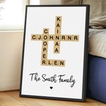 Puzzle personalizzato di parole crociate Scrabble Art Poster senza cornice con 2-25 nomi di famiglia Regalo di inaugurazione per i familiari