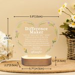 Personalisierte Difference Maker Affirmation Floral Herz LED-Nachtlicht mit hölzernen Basis Geburtstag Ruhestand Danke Geschenk für Führungskräfte Coworkers