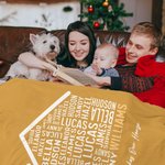 Personalised Love Makes Our House Soft Family Throw Blanket with 1-35 Names and Text Mother's Day Birthday Gift for Grandpa Grandma