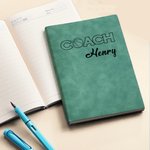 Personalised Sports Football Basketball Coach Name Leather Notebook with 200 Lined Pages Birthday Appreciation Gift for Coach