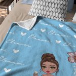 Personalised Cartoon Graduate Character Birth Flower Soft Throw Blanket with Name Home Decor Graduation Gift for Women Girls