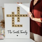 Puzzle personalizzato di parole crociate Scrabble Art Poster senza cornice con 2-25 nomi di famiglia Regalo di inaugurazione per i familiari