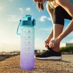 Personlig stor kapacitet gratis motiverande fitness tidsmarkör vattenflaska med gradientnamn och halmhandtag födelsedagspresent för män kvinnor