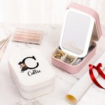 Graduación Personalizada Cartoon Character Travel Joyero con Nombre Cambio de Color LED Espejo de Maquillaje Graduación Cumpleaños Regalo para Mujeres