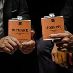 Personalizada portátil de cuero de la PU 6 oz Hip Flask con el nombre de la boda Día del Padre de regalo para el hombre