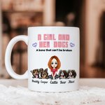 Personalisierte Ein Mädchen und ihr Hund 11oz Becher mit 1-5 Hunde und Namen Geburtstag Geschenk für Frauen Mädchen