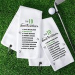 Personalisierte Top 10 Best Golfers Quick Dry 100% Baumwolle Waffel Sport Handtuch mit hängenden Schleife Geschenk für Golfliebhaber