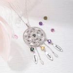 Collana di zirconi per buona fortuna personalizzata con nome e pietra di nascita incisibile con 1-7 nomi regalo di compleanno e anniversario per donne