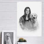 Ritratto personalizzato in bianco e nero 2 foto combinate Poster su tela Pittura murale Ricordare un defunto Regalo commemorativo per la famiglia in lutto