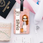 Etichetta per bagagli personalizzato con nome e pesonaggio cartone animato accessori da viaggio regalo di compleanno per gli amanti dei viaggi