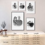 Ritratto personalizzato in bianco e nero 2 foto combinate Poster su tela Pittura murale Ricordare un defunto Regalo commemorativo per la famiglia in lutto