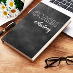Personalised Sports Football Basketball Coach Name Leather Notebook with 200 Lined Pages Birthday Appreciation Gift for Coach