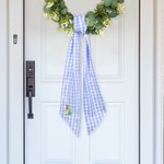 Personalised Cute Bunny Cotton Gingham Easter Basket Sash with Embroidered Initial Door Basket Decor Easter Baptism Gift for Baby