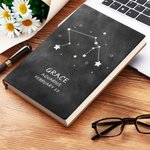Cuaderno de piel personalizado con el nombre del zodiaco y 200 páginas rayadas Regalo de cumpleaños para los amantes de la astrología