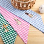 Personalised Embroidered Cute Bunny Cross 100% Cotton Gingham Easter Basket Sash with Name Door Basket Decor Easter Baptism Gift for Kids