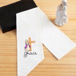Personalised Embroidered Cute Bunny Cross 100% Cotton Gingham Easter Basket Sash with Name Door Basket Decor Easter Baptism Gift for Kids