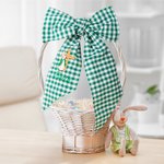 Personalised Embroidered Cute Bunny Cross 100% Cotton Gingham Easter Basket Sash with Name Door Basket Decor Easter Baptism Gift for Kids