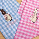 Personalised Embroidered Cute Bunny Cross 100% Cotton Gingham Easter Basket Sash with Name Door Basket Decor Easter Baptism Gift for Kids