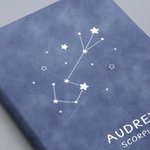 Cuaderno de piel personalizado con el nombre del zodiaco y 200 páginas rayadas Regalo de cumpleaños para los amantes de la astrología