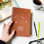 Cuaderno de piel personalizado con el nombre del zodiaco y 200 páginas rayadas Regalo de cumpleaños para los amantes de la astrología