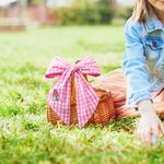Personalised Cute Bunny Cotton Gingham Easter Basket Sash with Embroidered Initial Door Basket Decor Easter Baptism Gift for Baby