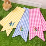 Personalised Cute Bunny Cotton Gingham Easter Basket Sash with Embroidered Initial Door Basket Decor Easter Baptism Gift for Baby