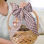 Personalised Embroidered Cute Bunny Cross 100% Cotton Gingham Easter Basket Sash with Name Door Basket Decor Easter Baptism Gift for Kids