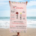Personalized Oversized Quick Dry Microfiber To My Bestie 2 Birth Flowers Beach Towel with Names Travel Essential Birthday Gift for Sisters Friends
